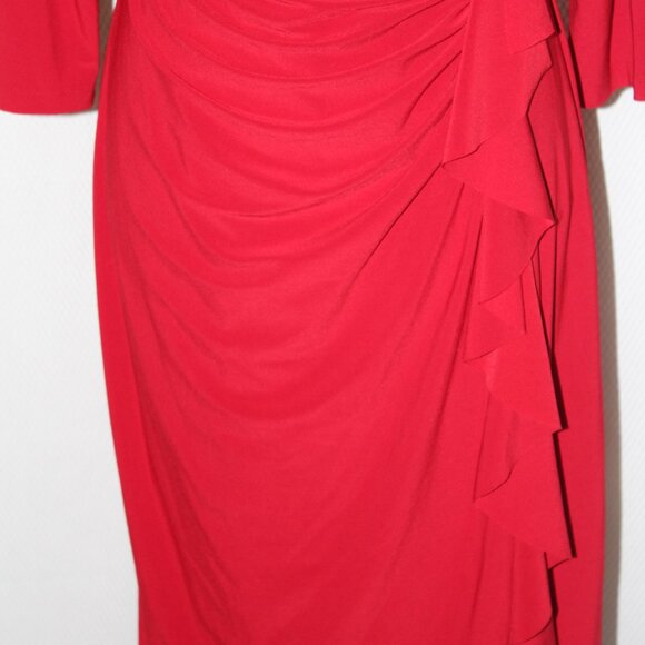FALL SALE American Living Dress Sheath Red 3/4 Sleeve Ruched Waist Size 14 EUC - Picture 4 of 9